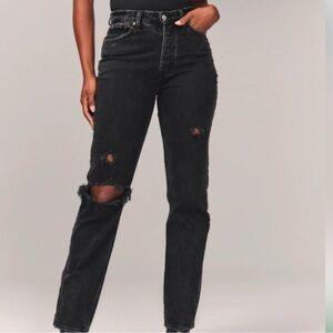 Abercrombie & Fitch The Dad High Rise Black Jeans